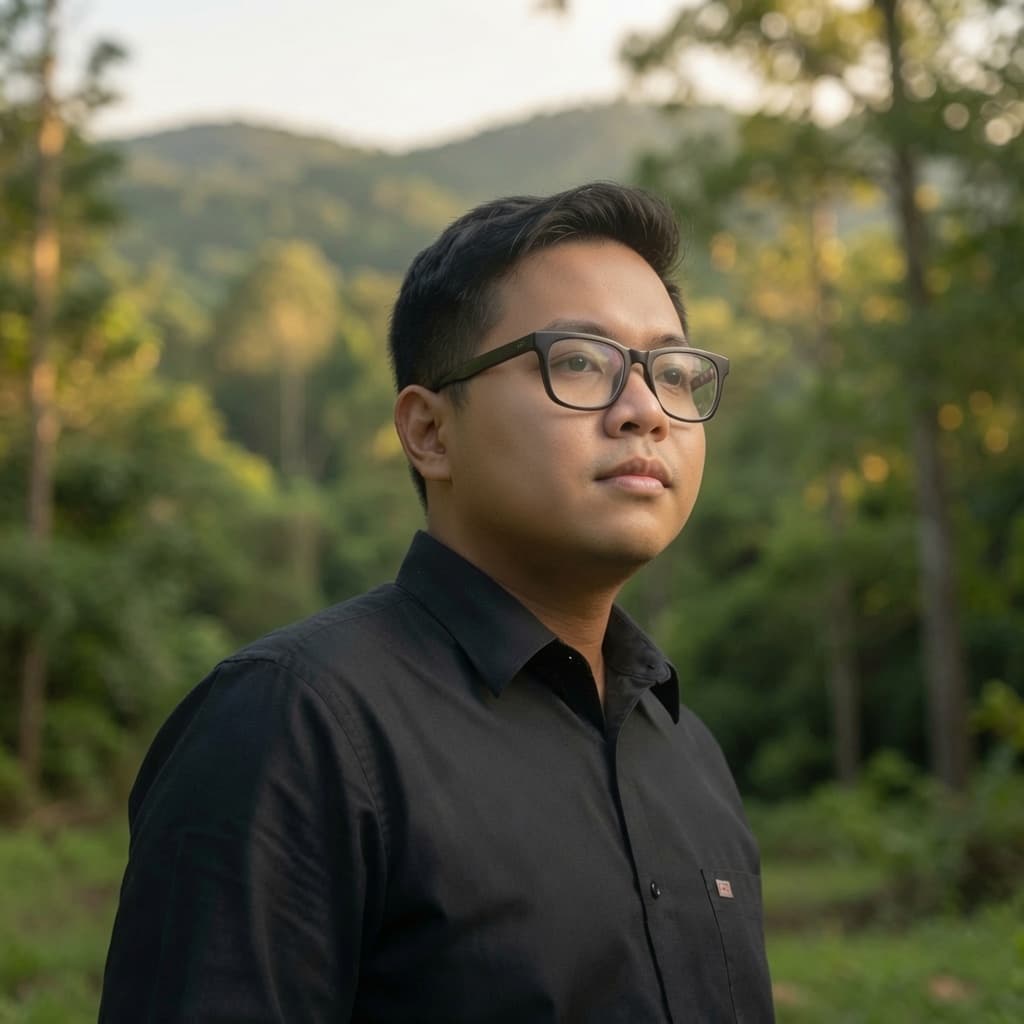 Putu Ananda, seated portrait